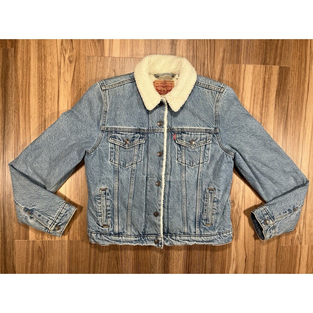 Levi's Juniper Sherpa Lined Trucker Denim Jacket Women Size Medium
